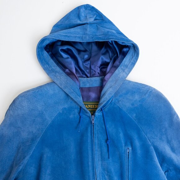 Vintage Danier Blue Suede Hooded Anorak Jacket XS - Picture 5 of 16
